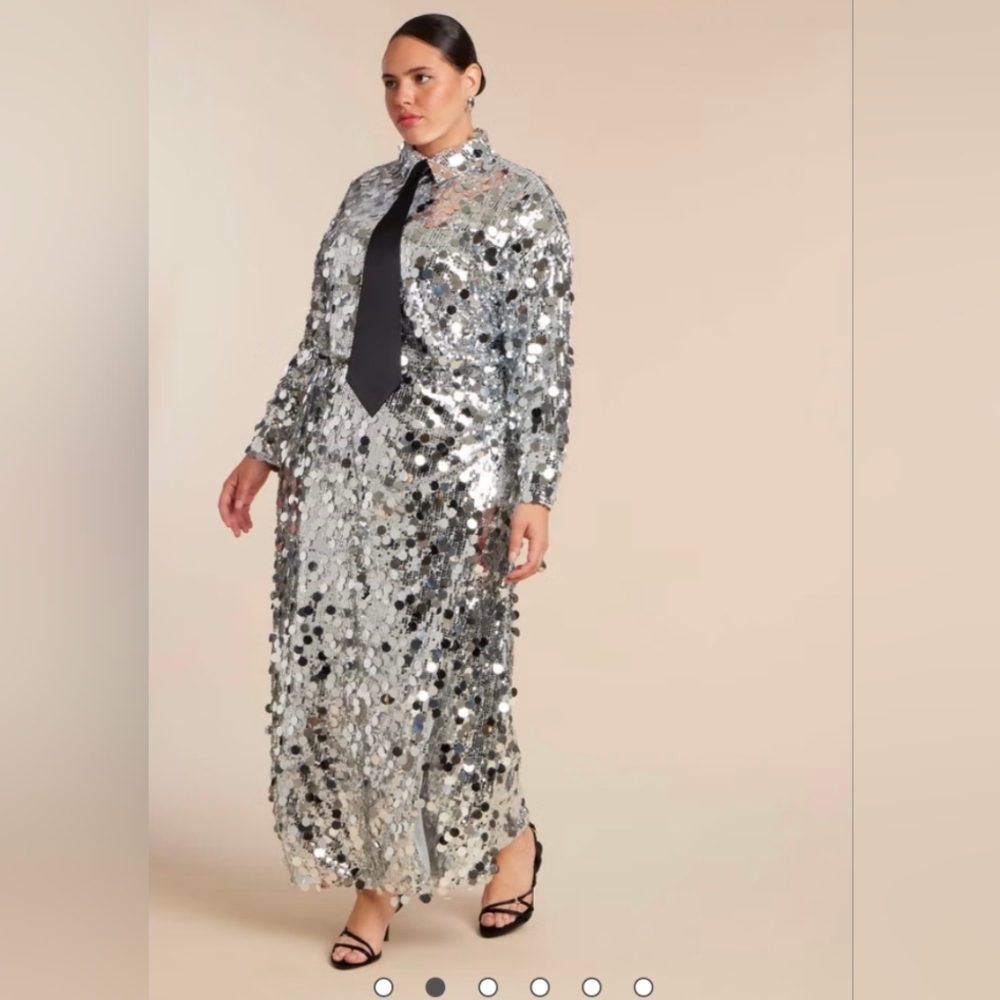 Eloquii Silver Sequin Maxi Dress